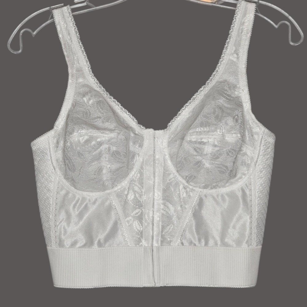 Vtg Sears Ah-h Bra Longline Front Hook Lace White Corset Top 36B Bridal Coquette